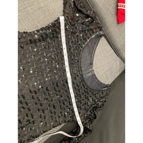 Lee Jordan Vintage Made in USA Black Sequined Scoop Neck Formal Dress Sz 16 - Picture 6 of 8